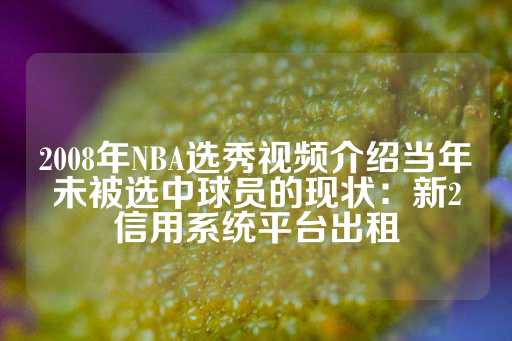 2008年NBA选秀视频介绍当年未被选中球员的现状：新2信用系统平台出租-第1张图片-皇冠信用盘出租