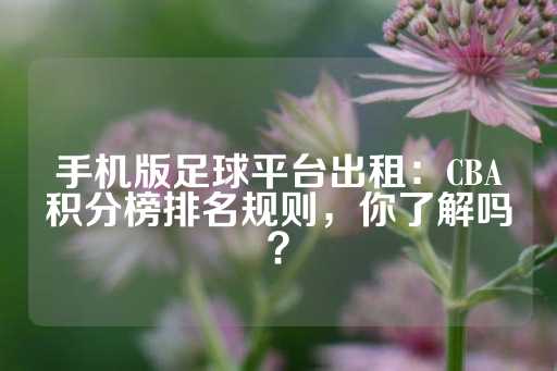 手机版足球平台出租：CBA积分榜排名规则，你了解吗？-第1张图片-皇冠信用盘出租